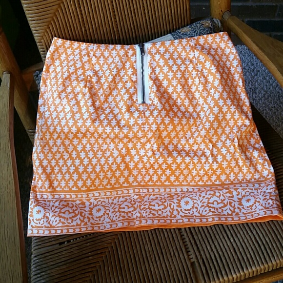 J. Crew orange and white pattern skirt, size 2 - Picture 2 of 6